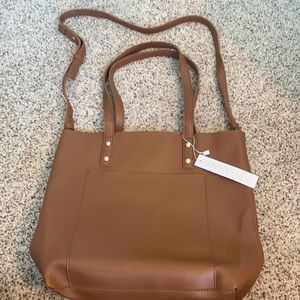 NWT Henny+Lev Brown Vegan Leather 2 in 1 Everyday Tote Bag